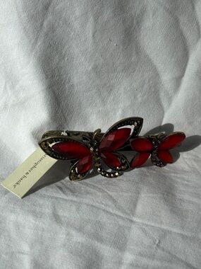 Christopher & Banks Red Gem dragonfly Hair Clip 3.25” nwt